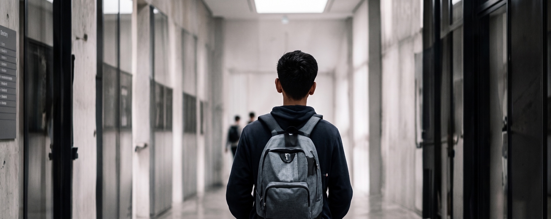 Tânăr student într-un mediu modern de învățare